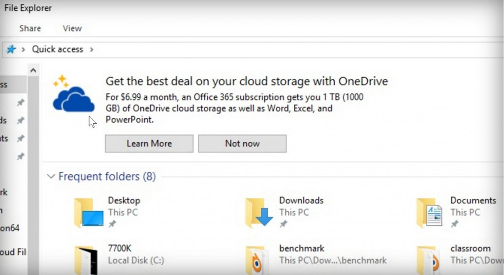 OneDrive Ads in Windows 10