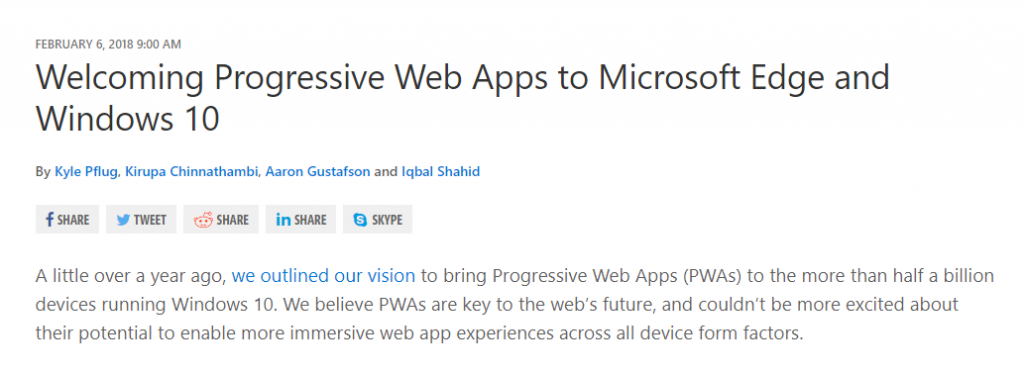 Progressive Web Apps into Windows